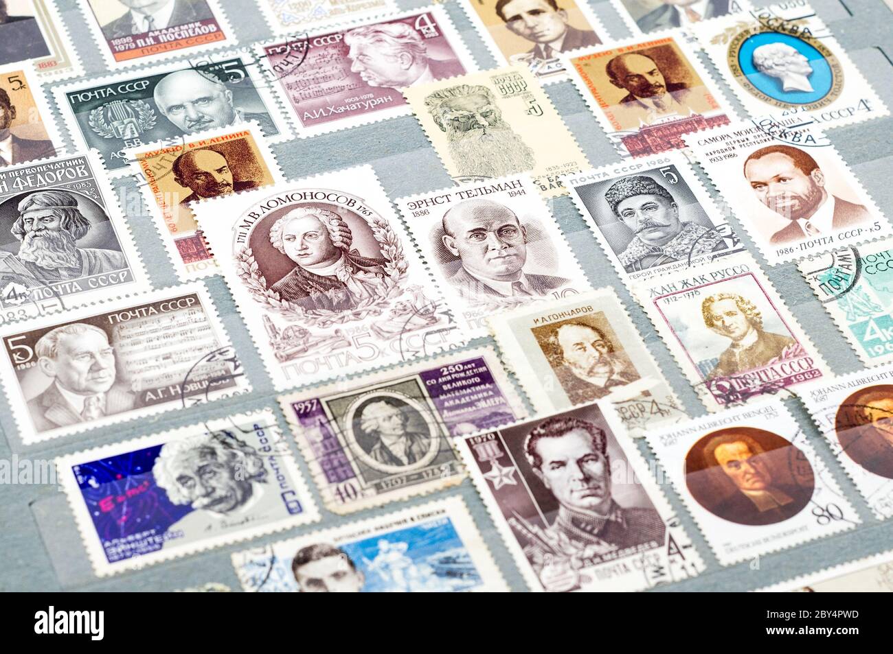 Vintage CCCP (Russia) postage stamps in book Stock Photo