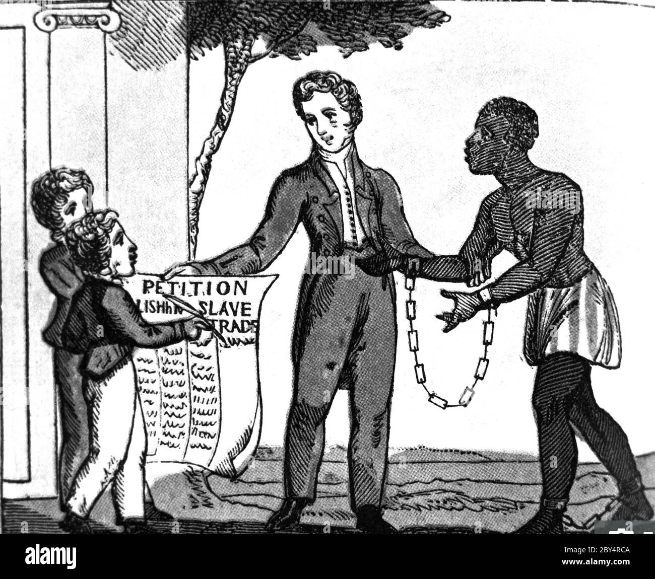SLAVERY ABOLITION ACT 1833  An illustration from the 1826 book 'The Black Man's Lament, or, how to make sugar' by Amelia Opie. Hers was the first  of 187,000 names on a petition from women to stop slavery presented to the British Parliament. The Lament was in for the form of a poem. Stock Photo