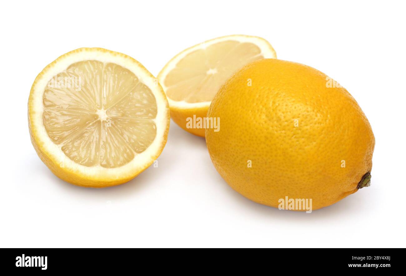 Whole sliced ripe lemon Cut Out