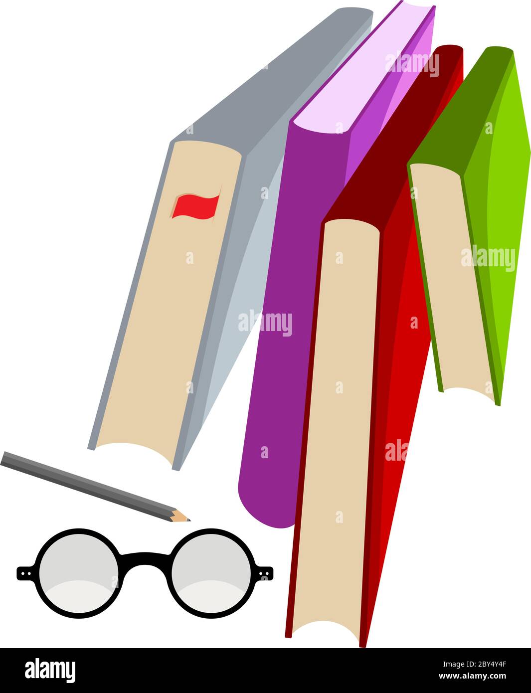 Book Pencil Spectacle Vector Illustration Stock Vector