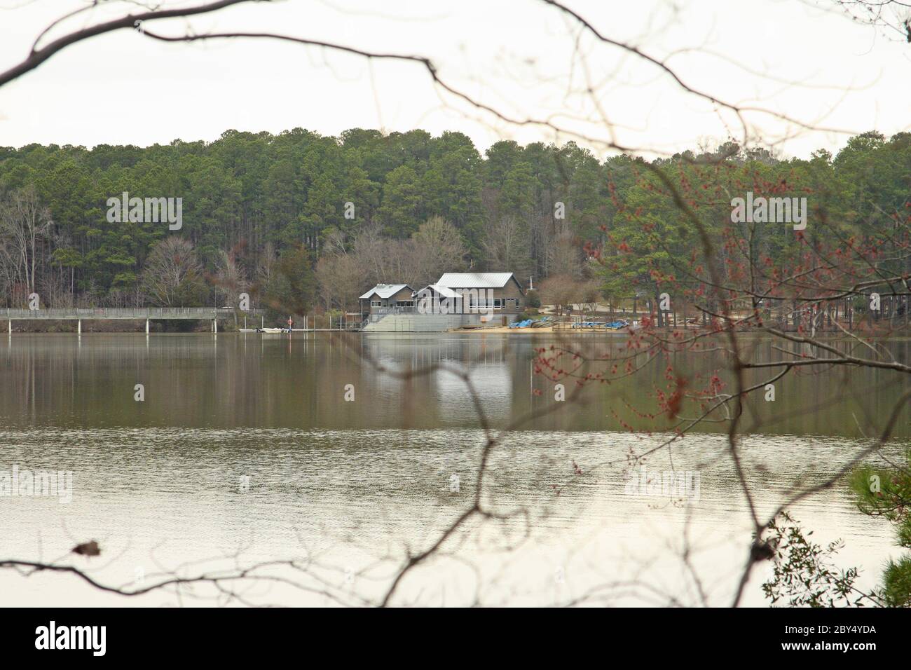 Boathouse on Lake Johnson, near Raleigh, North Carolina, USA Stock Photo