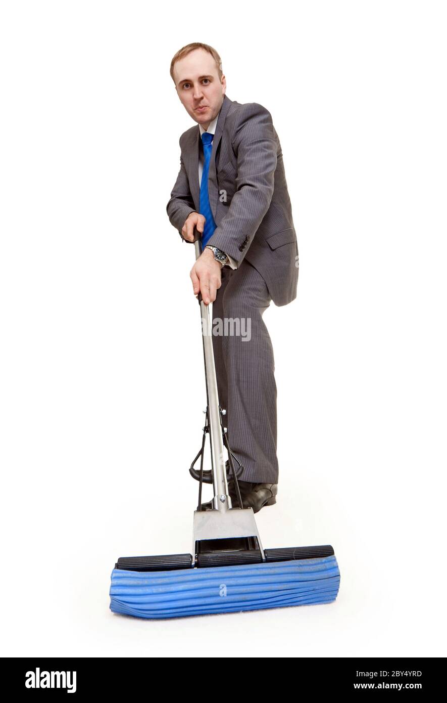 businessman with a mop Stock Photo