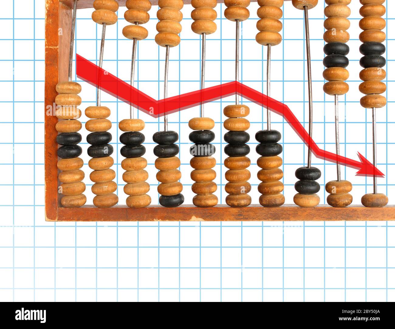 decrease diagram on abacus Stock Photo