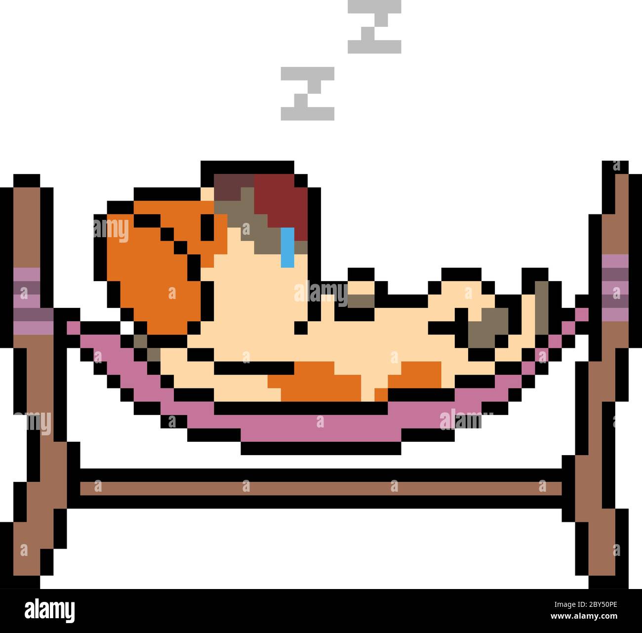 vector pixel art hammock sleep isolated Stock Vector