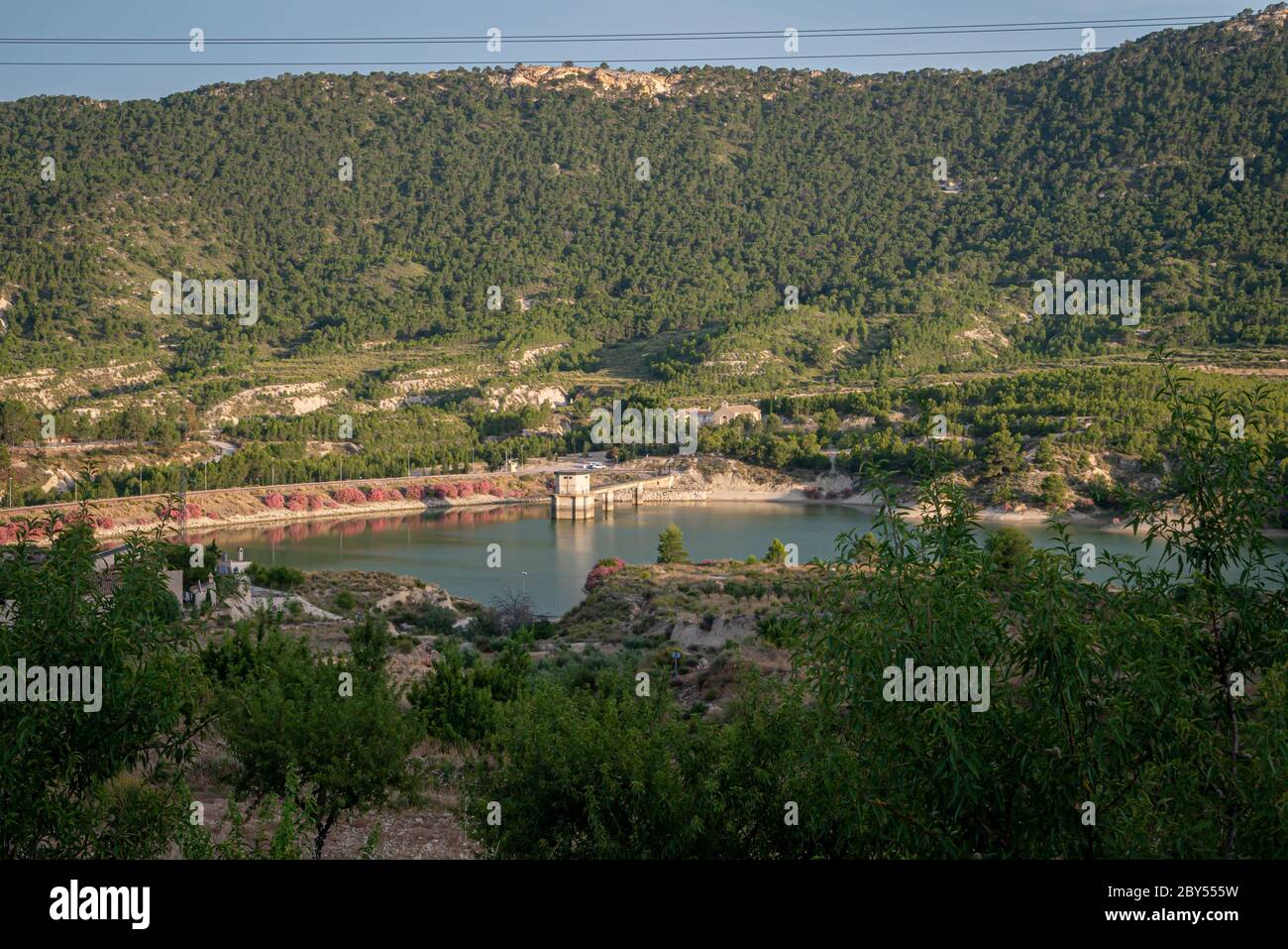 Landscape and surroundings of the Mayes Reservoir in Murcia. Spain. Stock Photo