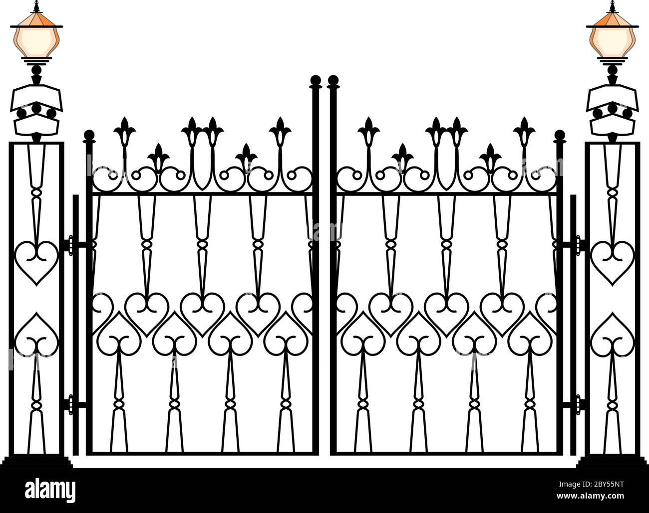 Wrought Iron Gate Pillar Vector Illustration Stock Vector