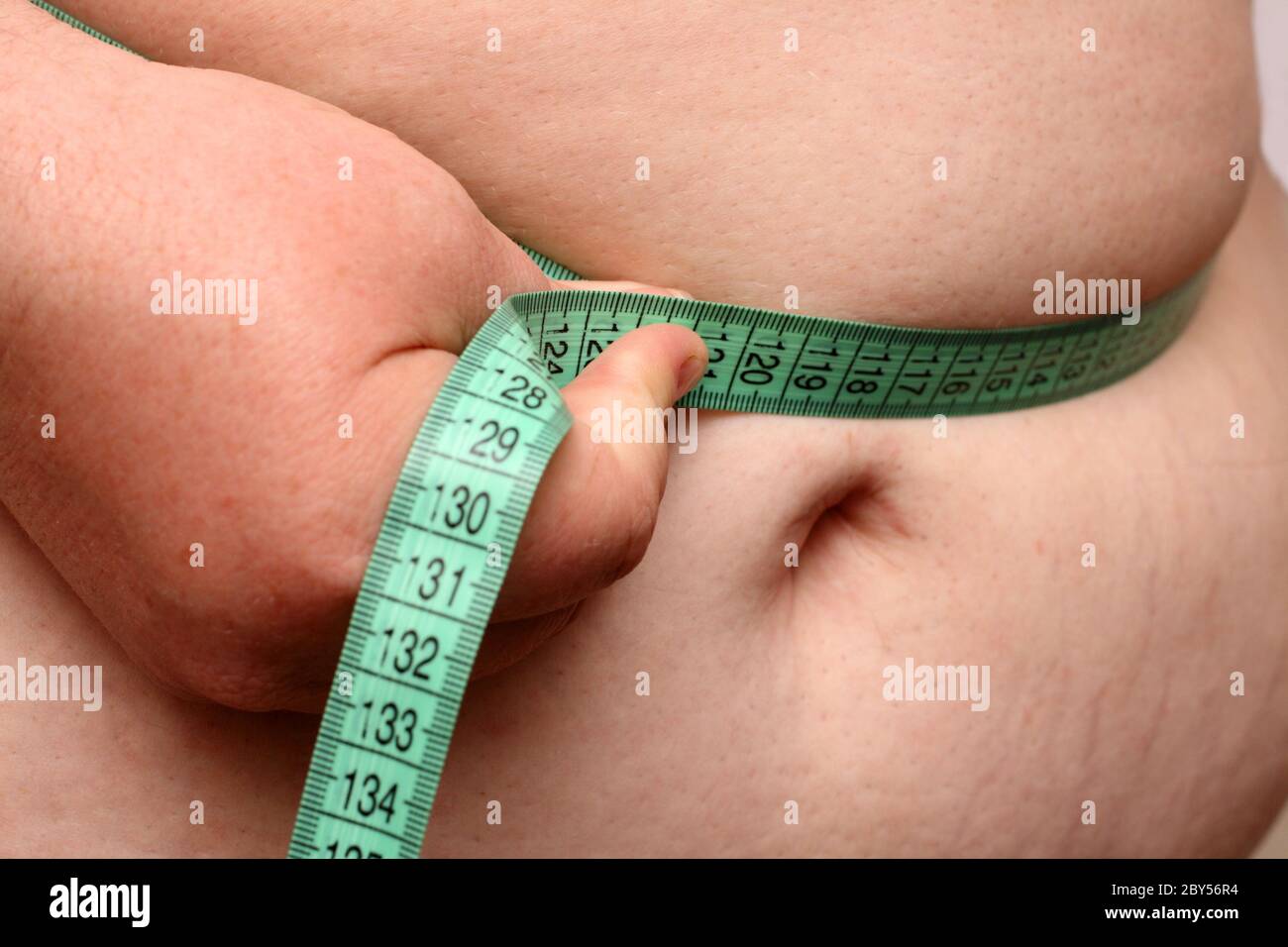 overweight women stomach Stock Photo
