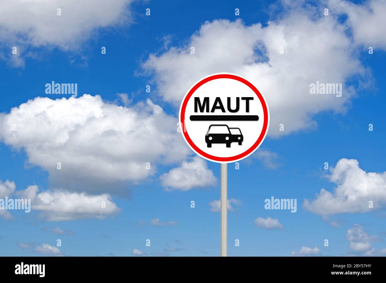 traffic sign lettering PKW-Maut, car toll, Germany Stock Photo