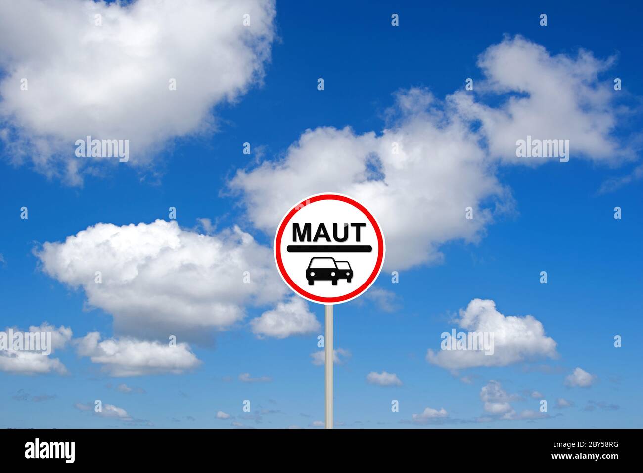 traffic sign lettering PKW-Maut, car toll, Germany Stock Photo