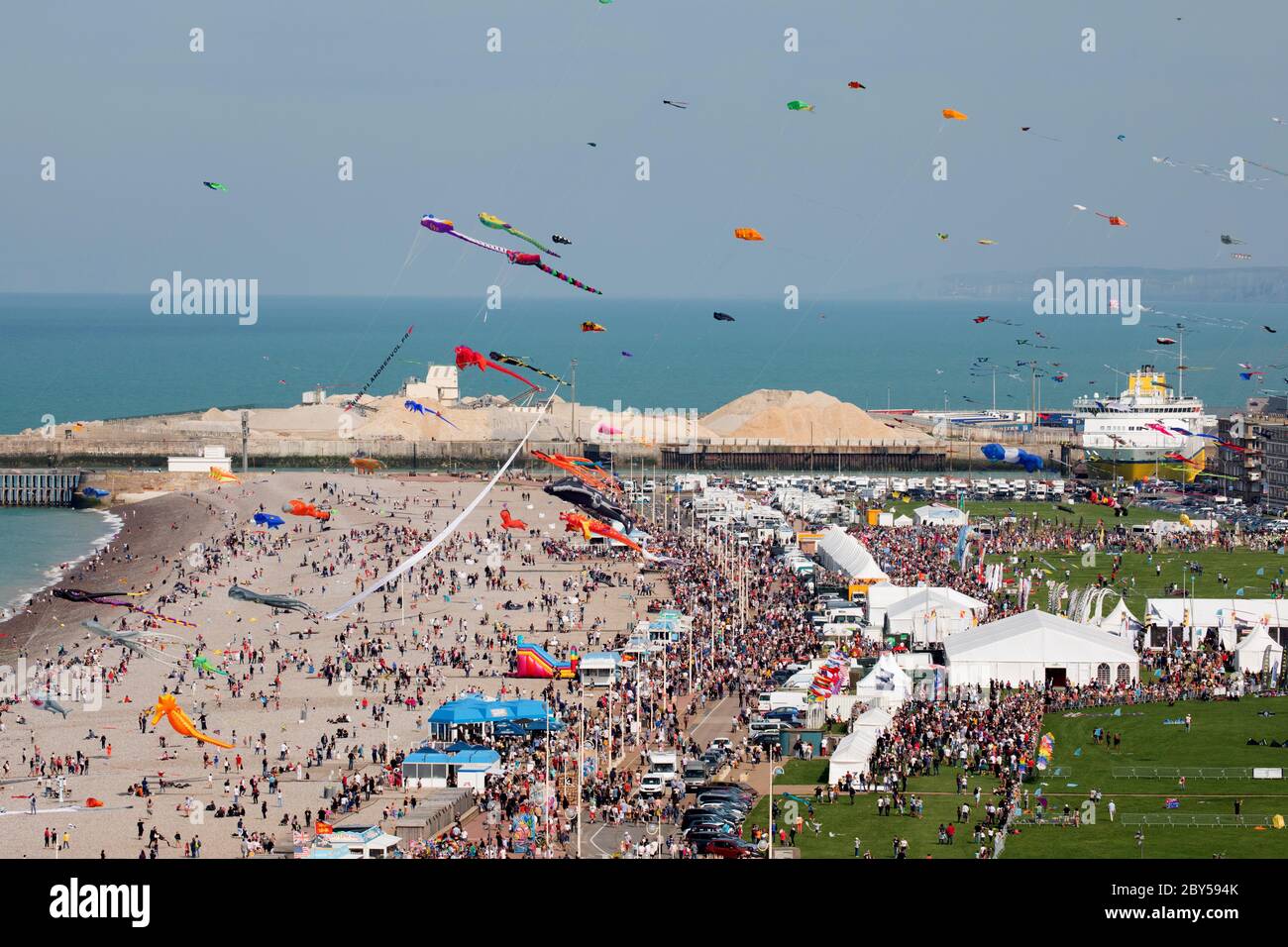 Kites from around the world are flown at the Dieppe Kite Festival