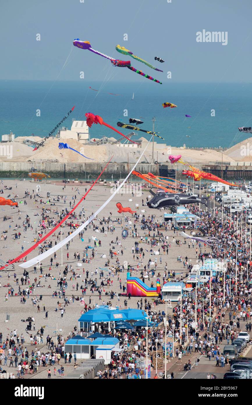 Kites from around the world are flown at the Dieppe Kite Festival