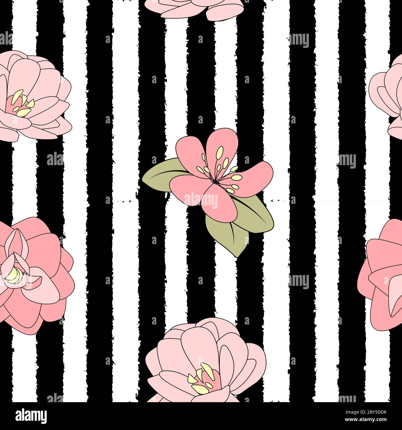 Hand drawn flower seamless pattern background. Vector Illustration ...
