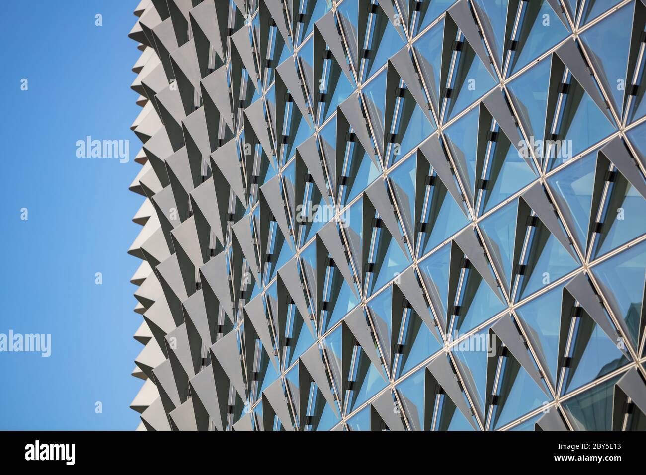 Adelaide South Australia November 18th 2019 : Looking up at the architectural details of the SAHMRI building, a medical research facility in Adelaide, Stock Photo