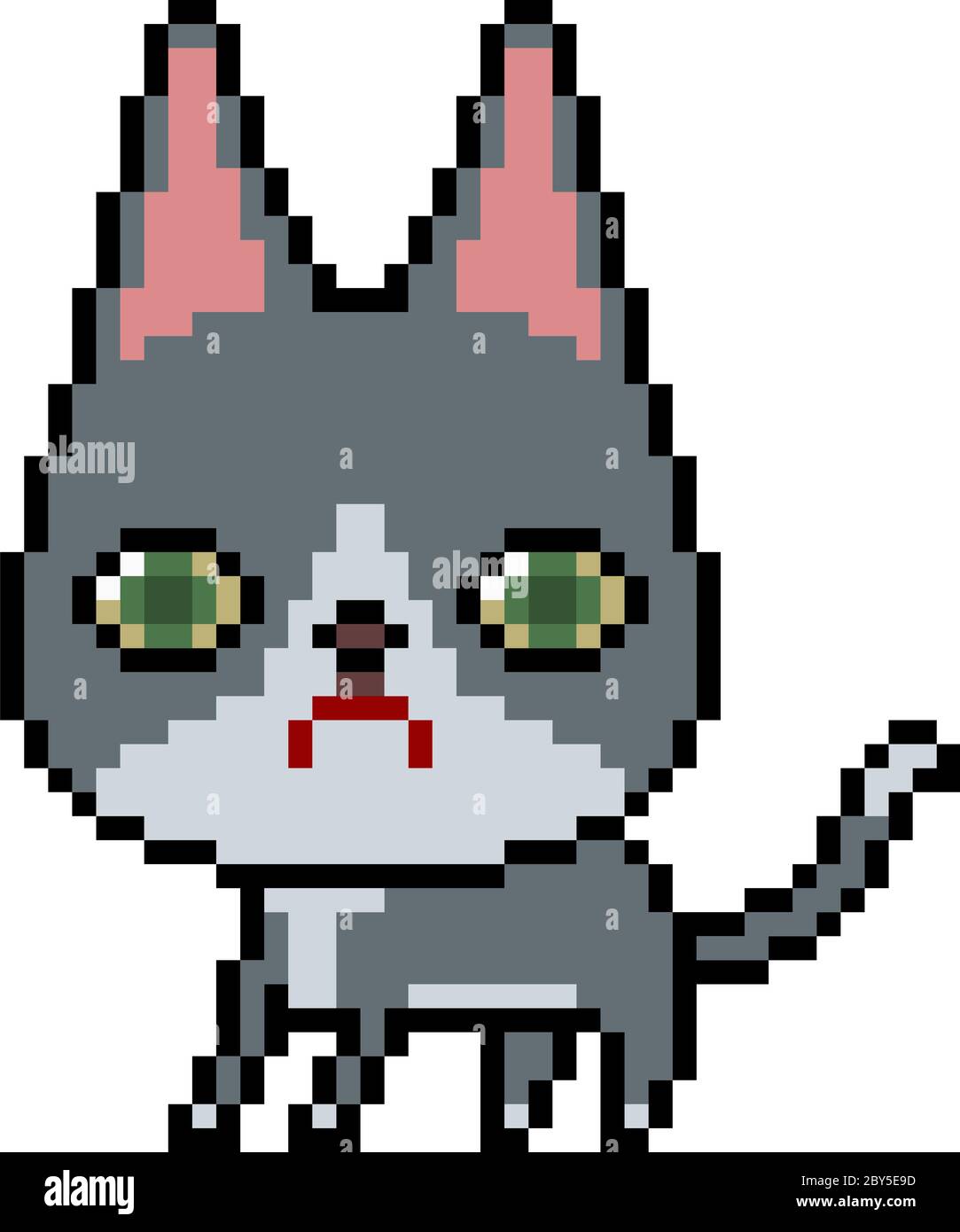 vector pixel art cat monster isolated cartoon Stock Vector Image & Art -  Alamy