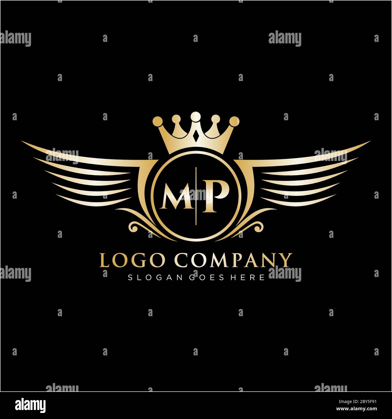 Premium Vector  Abstract initial letter pm or mp logo in gold color  isolated on white background