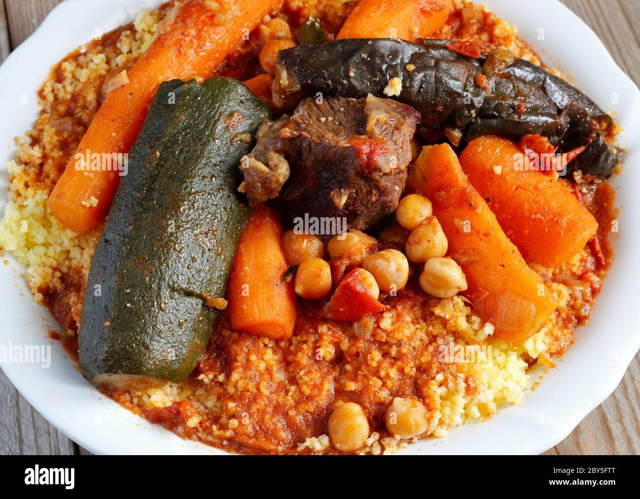 Plate with couscous. Typical Moroccan food Stock Photo - Alamy