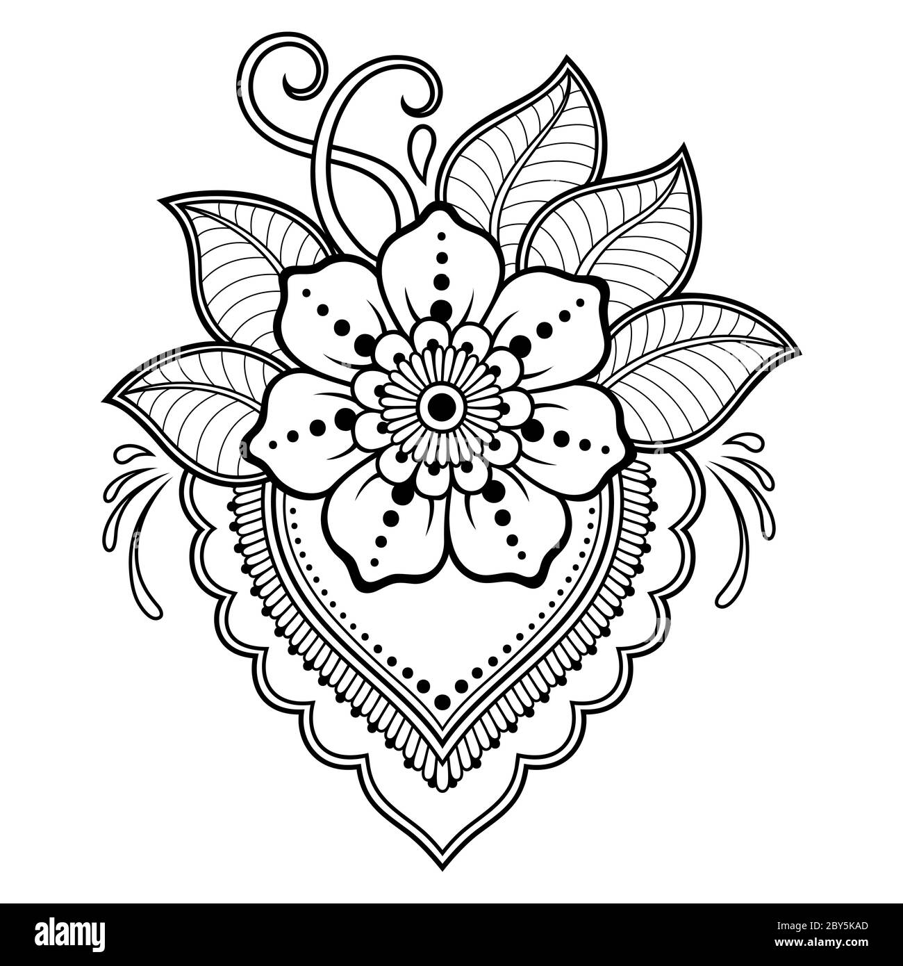 Henna Tattoo Flower Template And Border Mehndi Style Set Of Ornamental Patterns In The Oriental Style Stock Vector Image Art Alamy