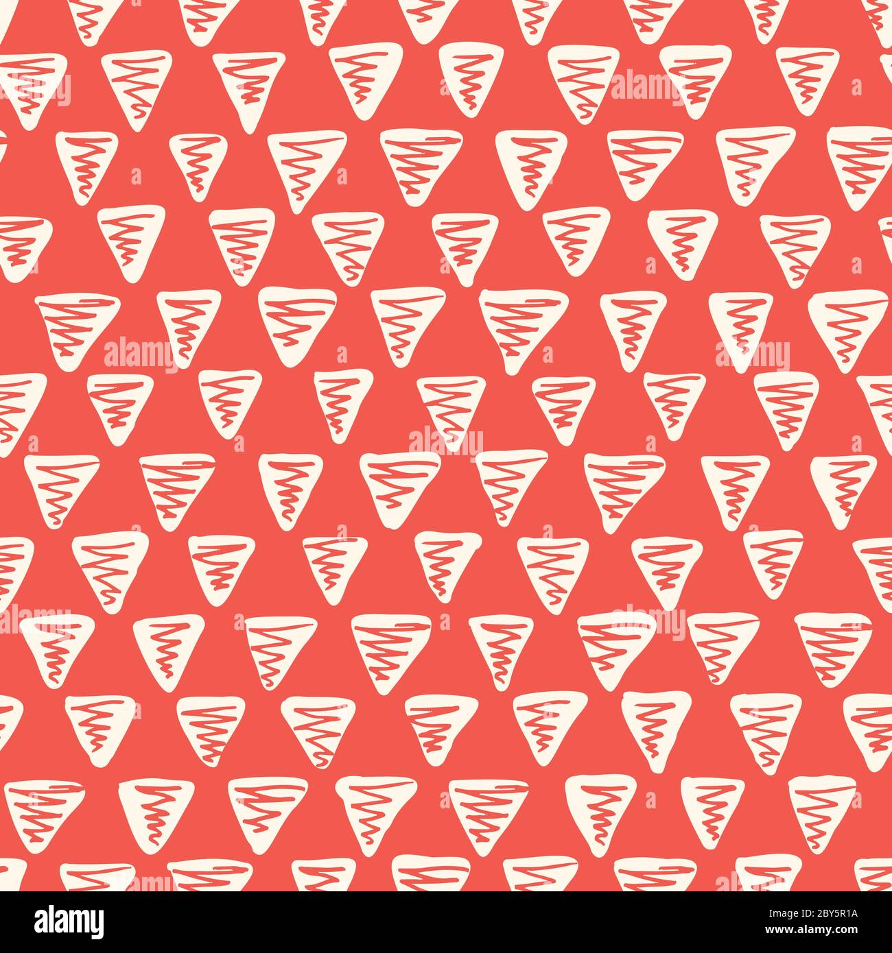 Playful Monochrome Geometric Vector Seamless Pattern with Hand-Drawn Triangles Stock Vector