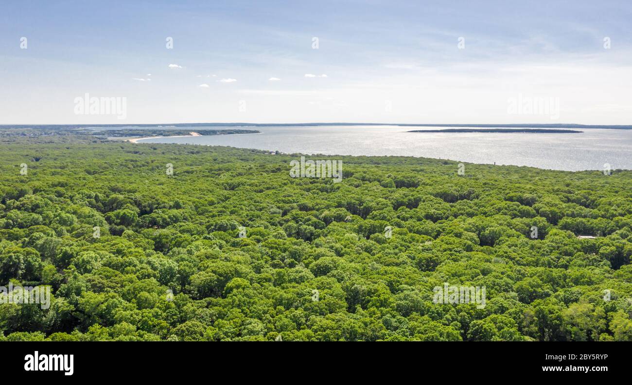 Drone images of the area of Noyac, Jessups Neck and Noyac, NY Stock Photo
