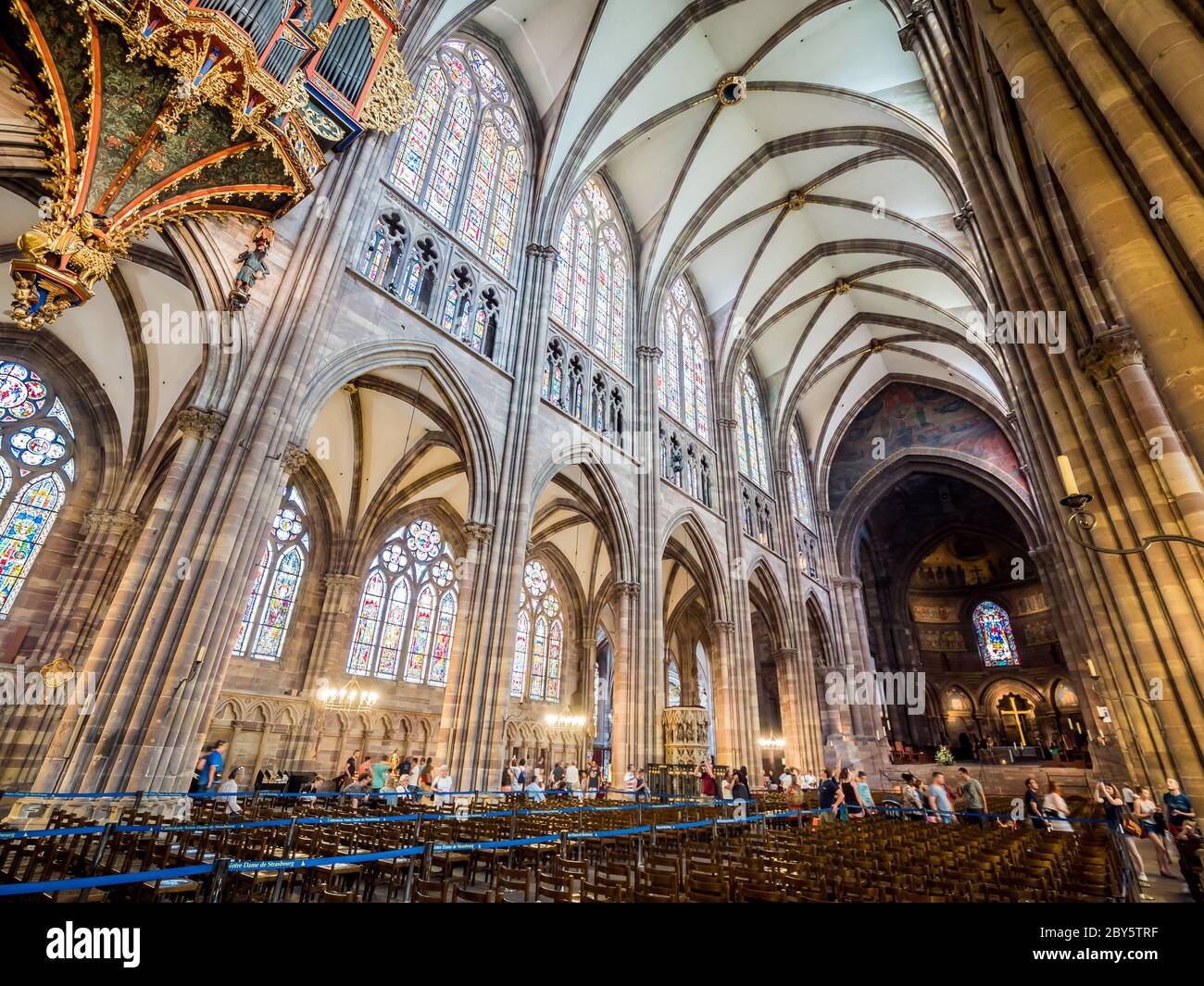 Inside the Strasbourg Cathedral or the Cathedral of Our Lady of Strasbourg, Alsace, France Stock Photo