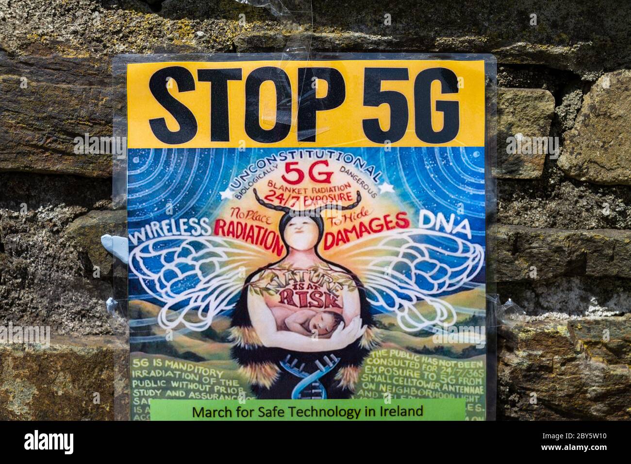 Stop 5G protest poster on a wall Stock Photo