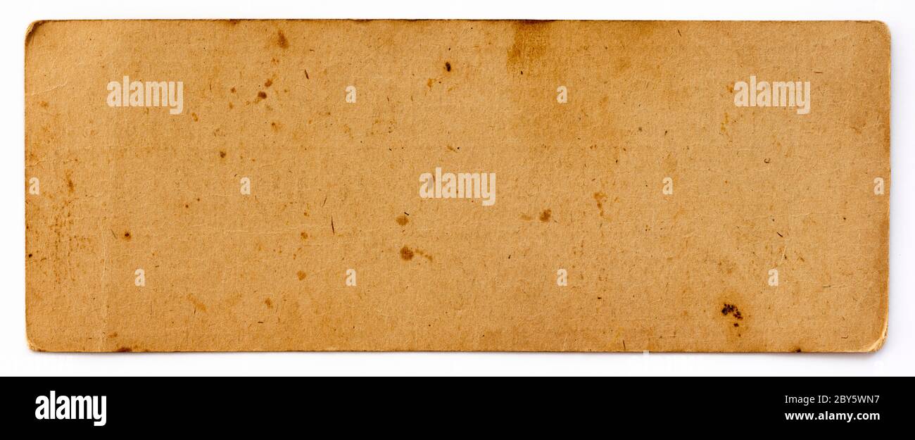 Old yellow craft paper card isolated Stock Photo