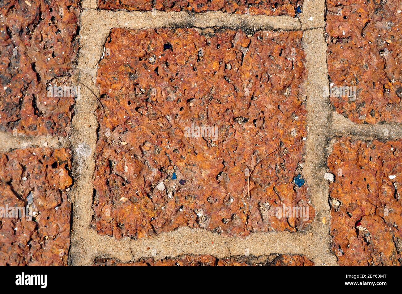 Red-brown brick ( laterite ) Stock Photo