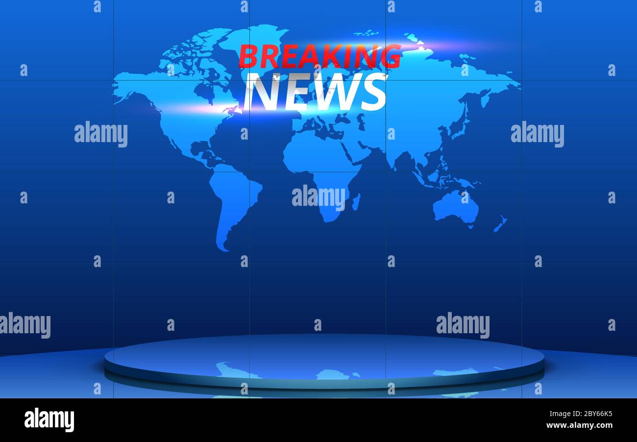 blue stand and breaking news on lcd screen background in the news studio  room Stock Vector Image & Art - Alamy