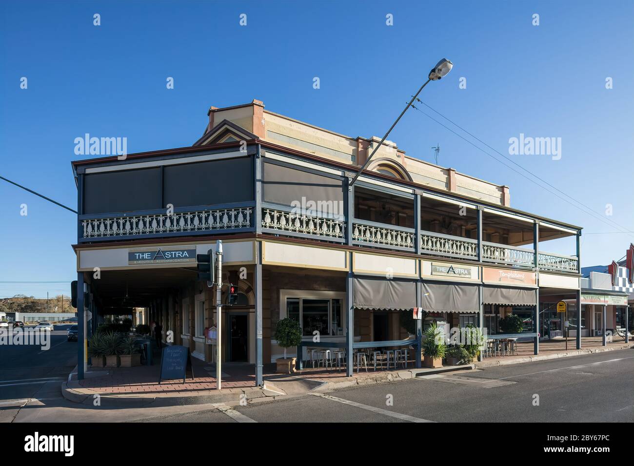 Broken Hill Australia December 2nd 2019 : A hotel building offering accomodation in the main street of Broken Hill, NSW Stock Photo