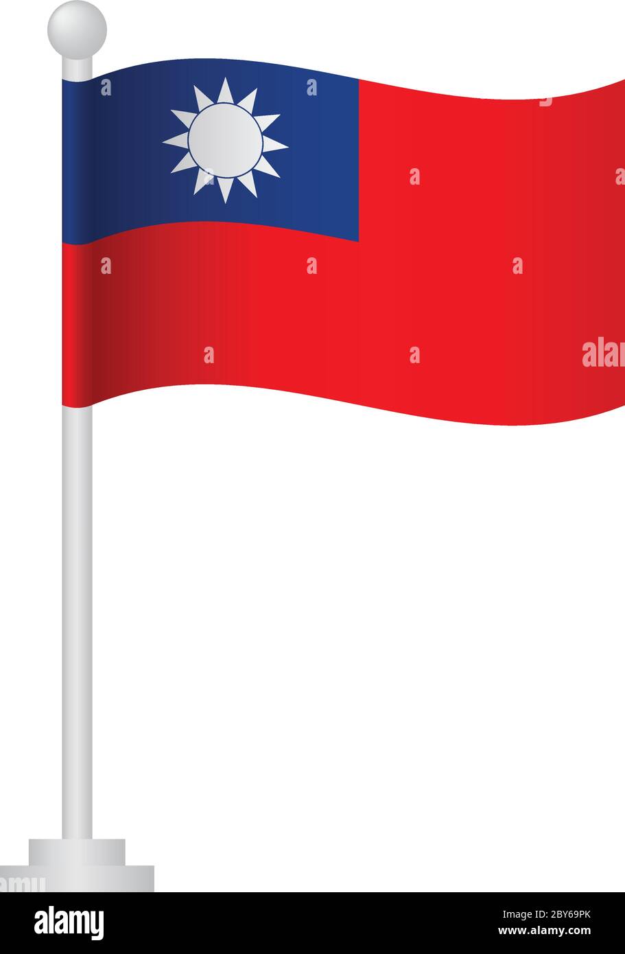 Taiwan flag. National flag of Taiwan on pole vector Stock Vector Image