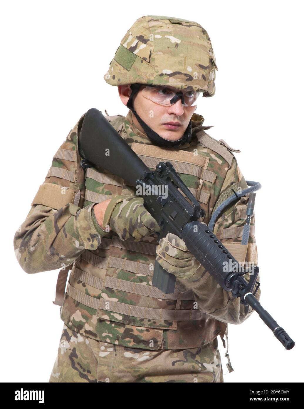 Modern soldier with rifle Stock Photo - Alamy