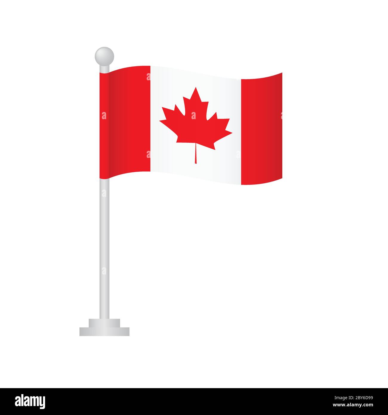 Canada flag. National flag of Canada on pole vector Stock Vector