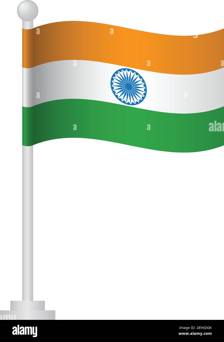 India flag. National flag of India on pole vector Stock Vector