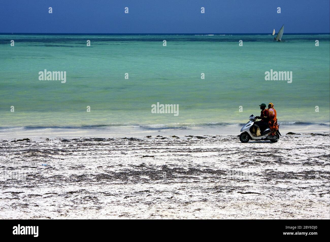 scooter in the beach of zanzibar Stock Photo Alamy