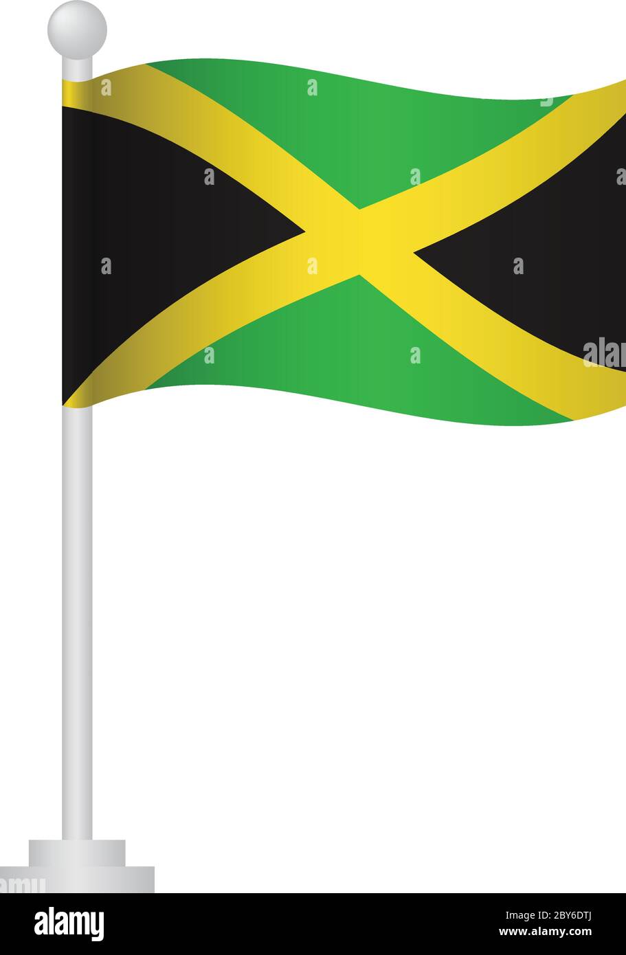 Jamaica flag. National flag of Jamaica on pole vector Stock Vector