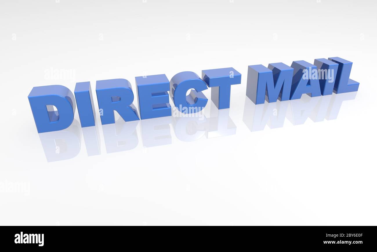 Direct mail - 3d text with a white background and reflection Stock ...