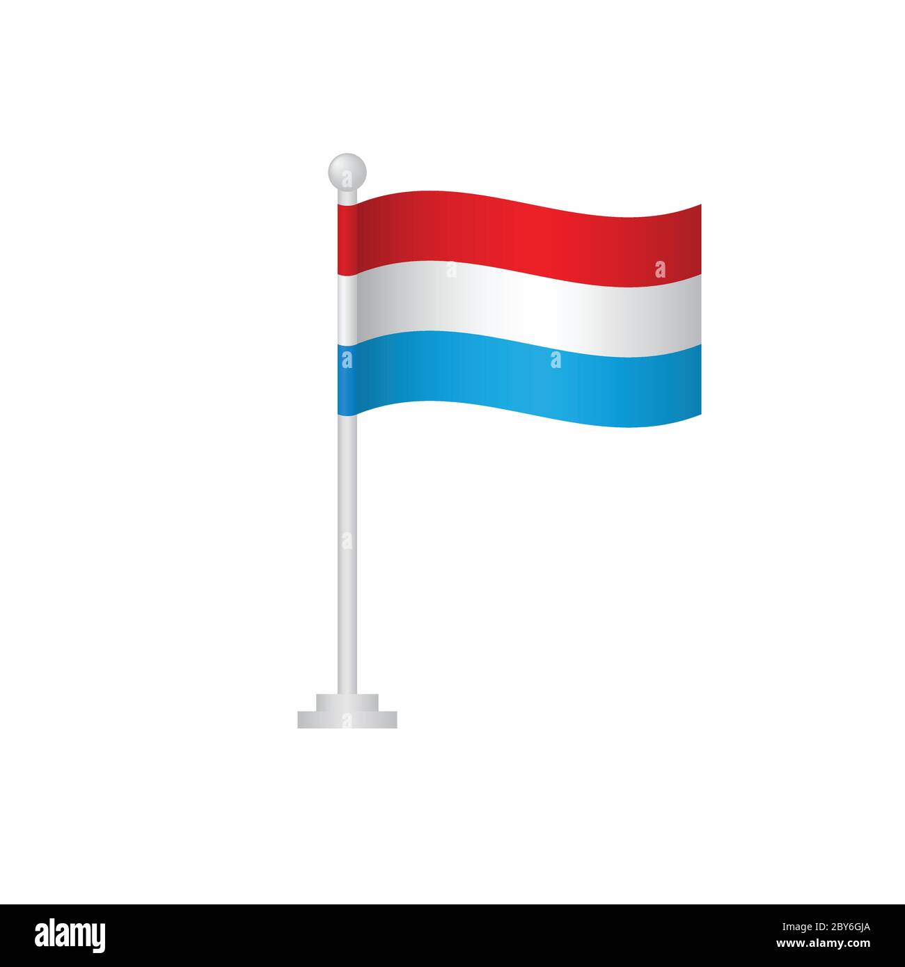 Luxembourg flag. National flag of Luxembourg on pole vector Stock