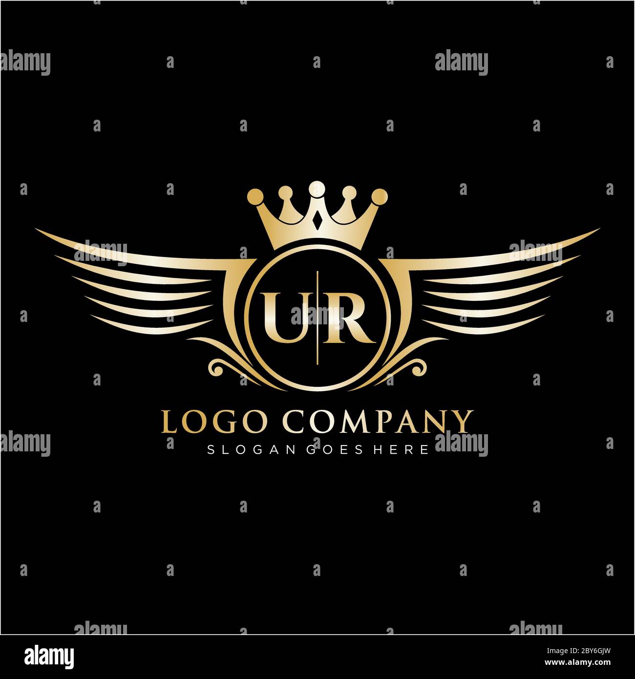UR Letter Initial with Royal Wing Logo Template Stock Vector Image ...