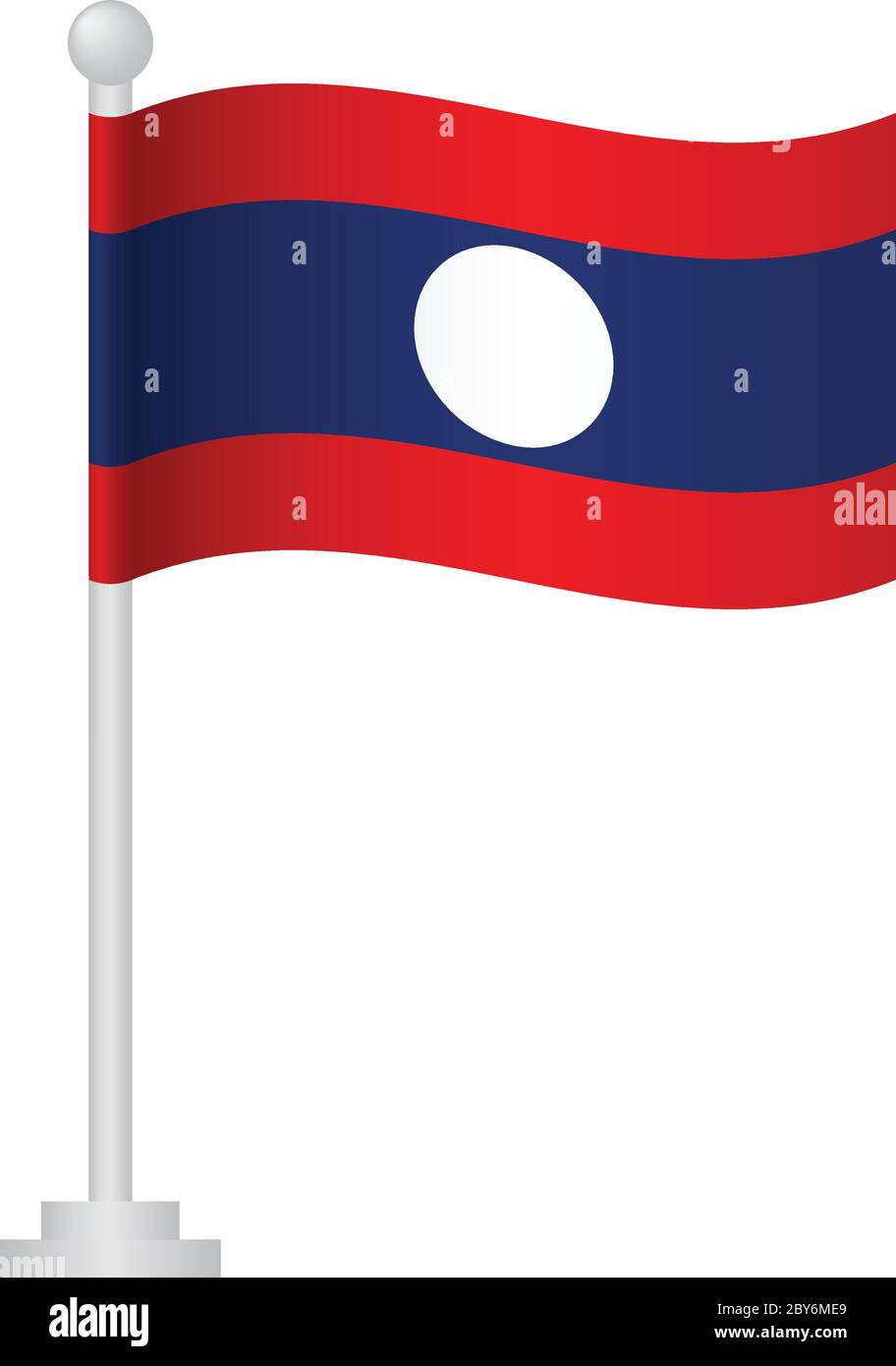Laos flag. National flag of Laos on pole vector Stock Vector Image