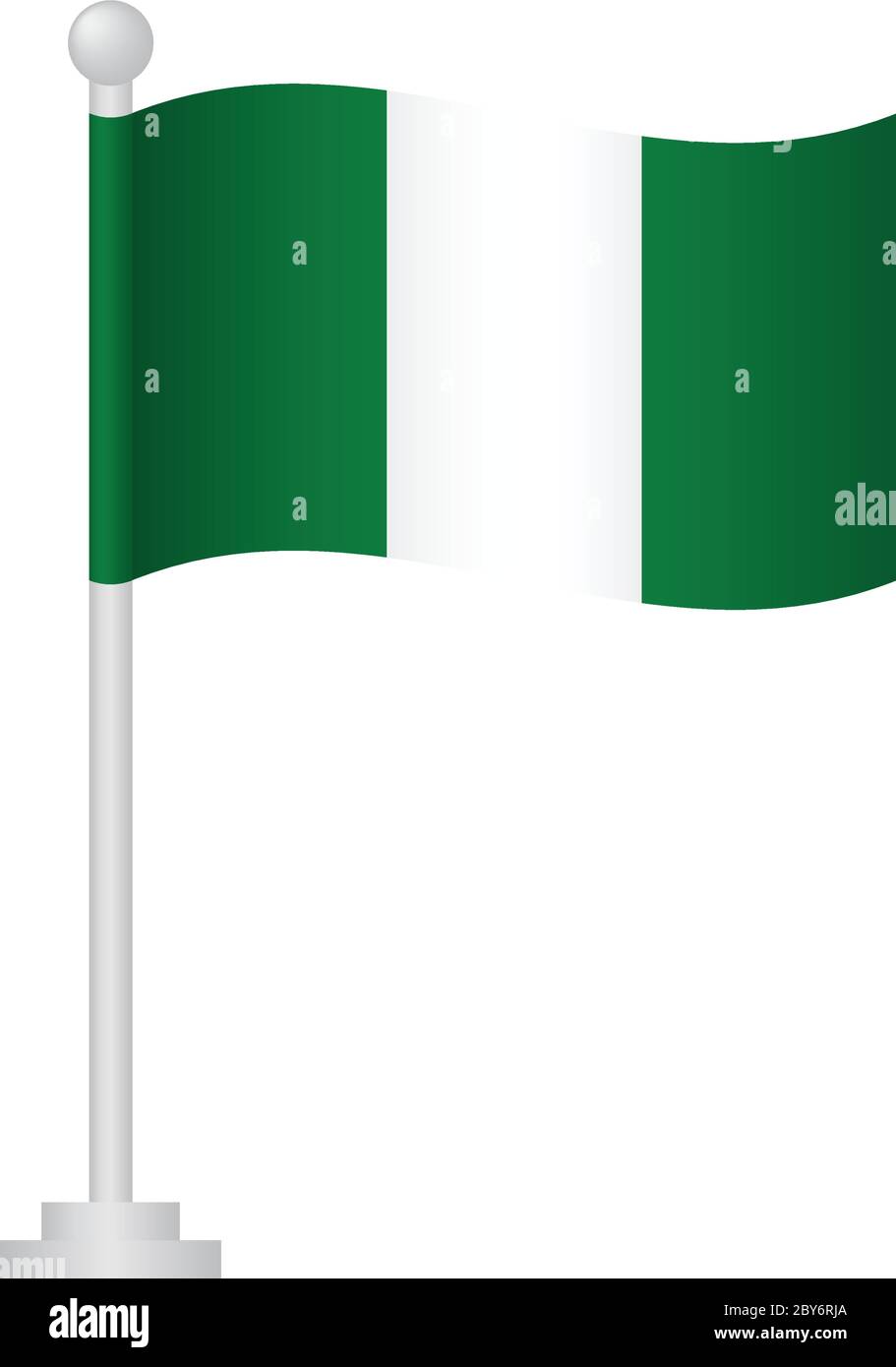Nigeria flag. National flag of Nigeria on pole vector Stock Vector