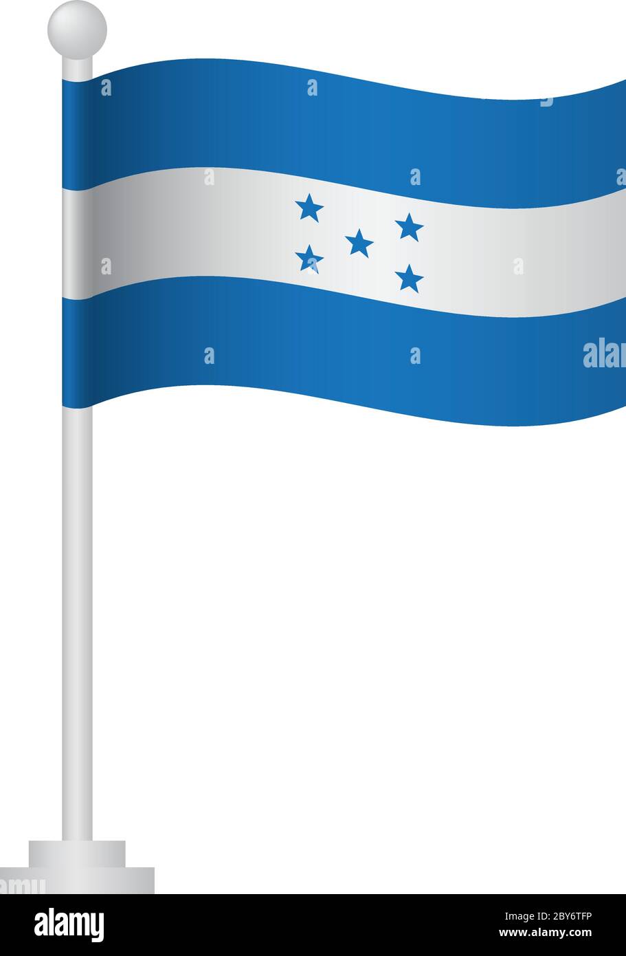 Honduras flag. National flag of Honduras on pole vector Stock Vector