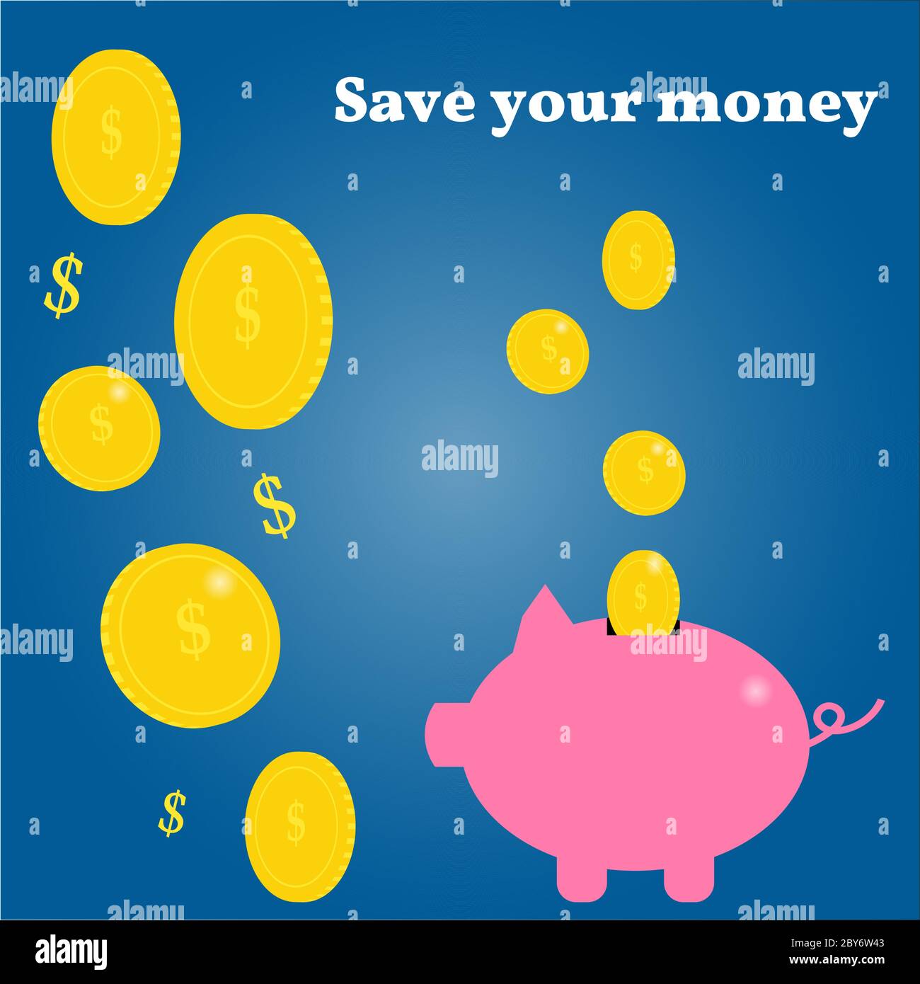 Pink piggy bank and falling coins Stock Vector Images - Alamy