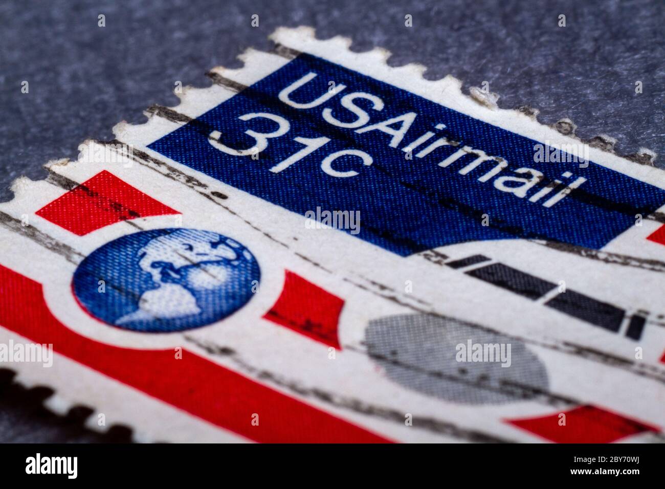 USA airmail stamp close-up picture Stock Photo