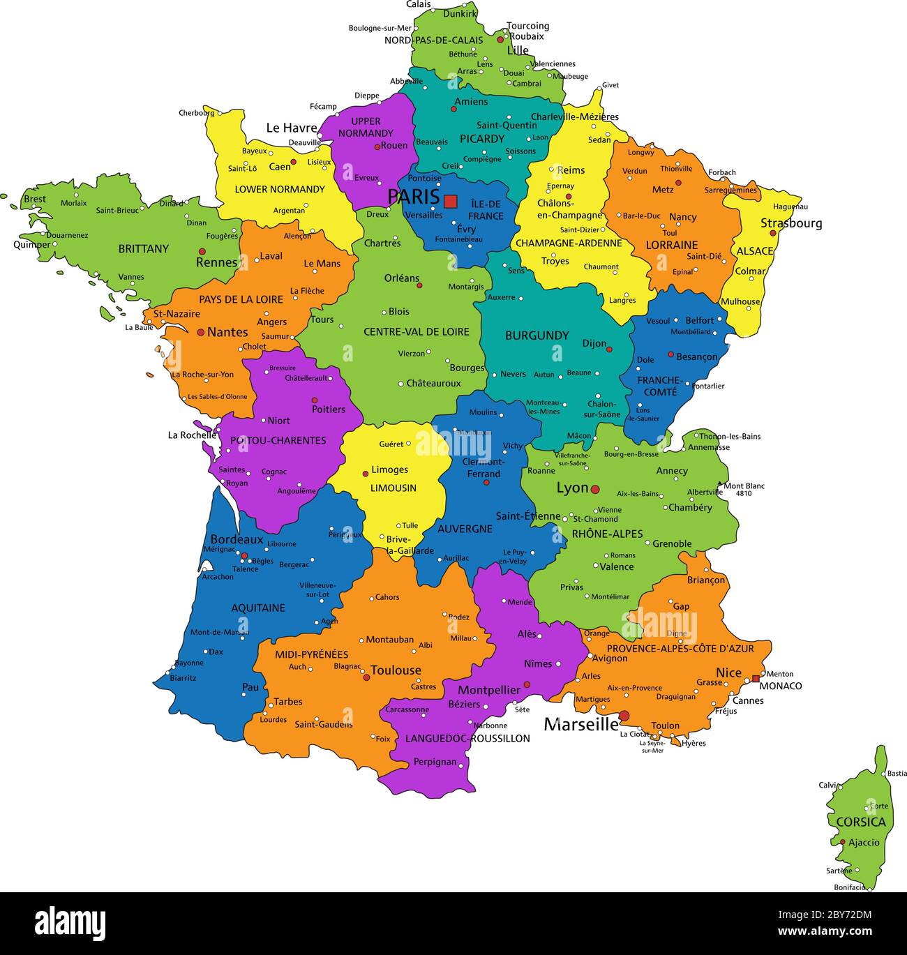 Colorful France Political Map Clearly Labeled Stock Vector Royalty ...