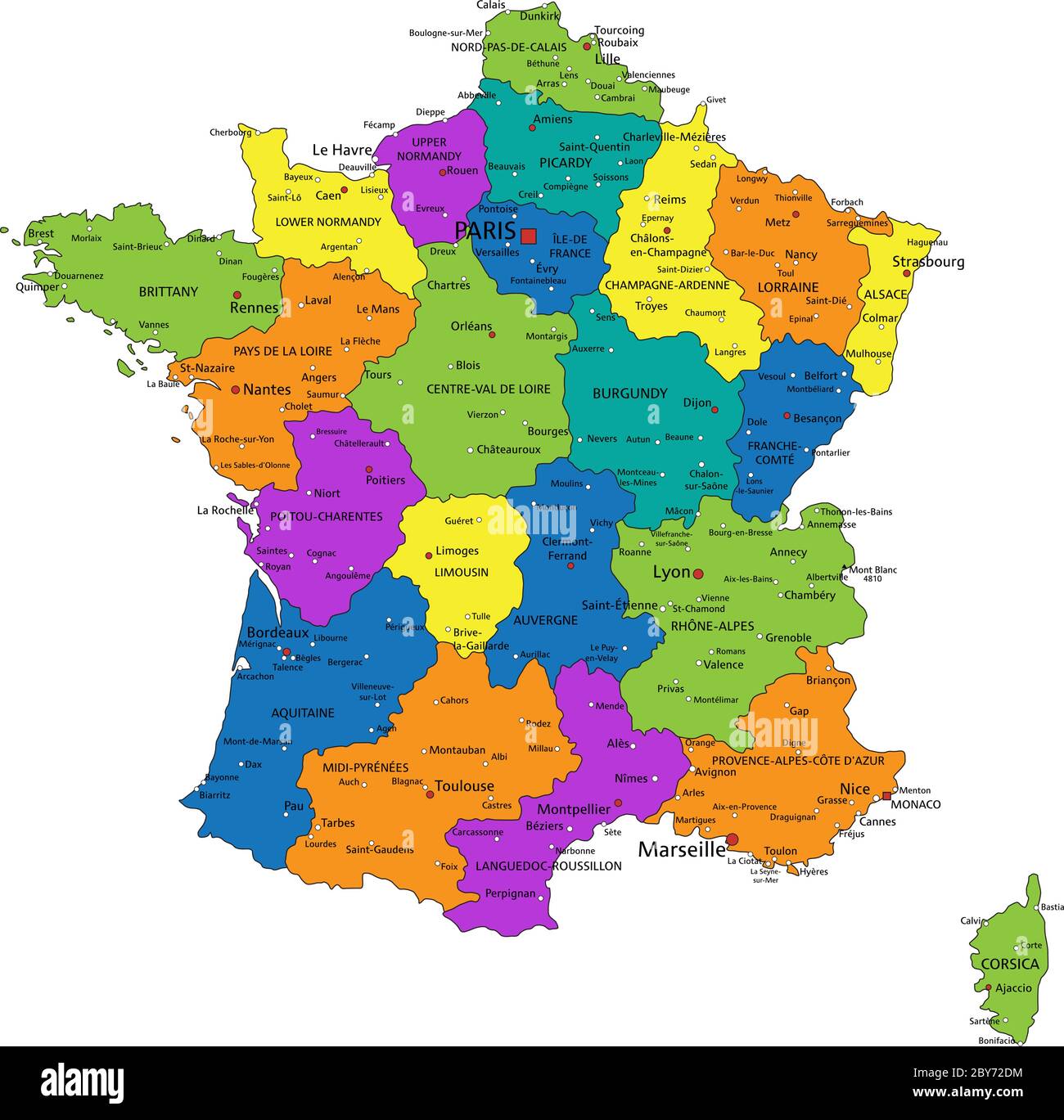 France Political Map With Multicolored Regions Of 51 OFF