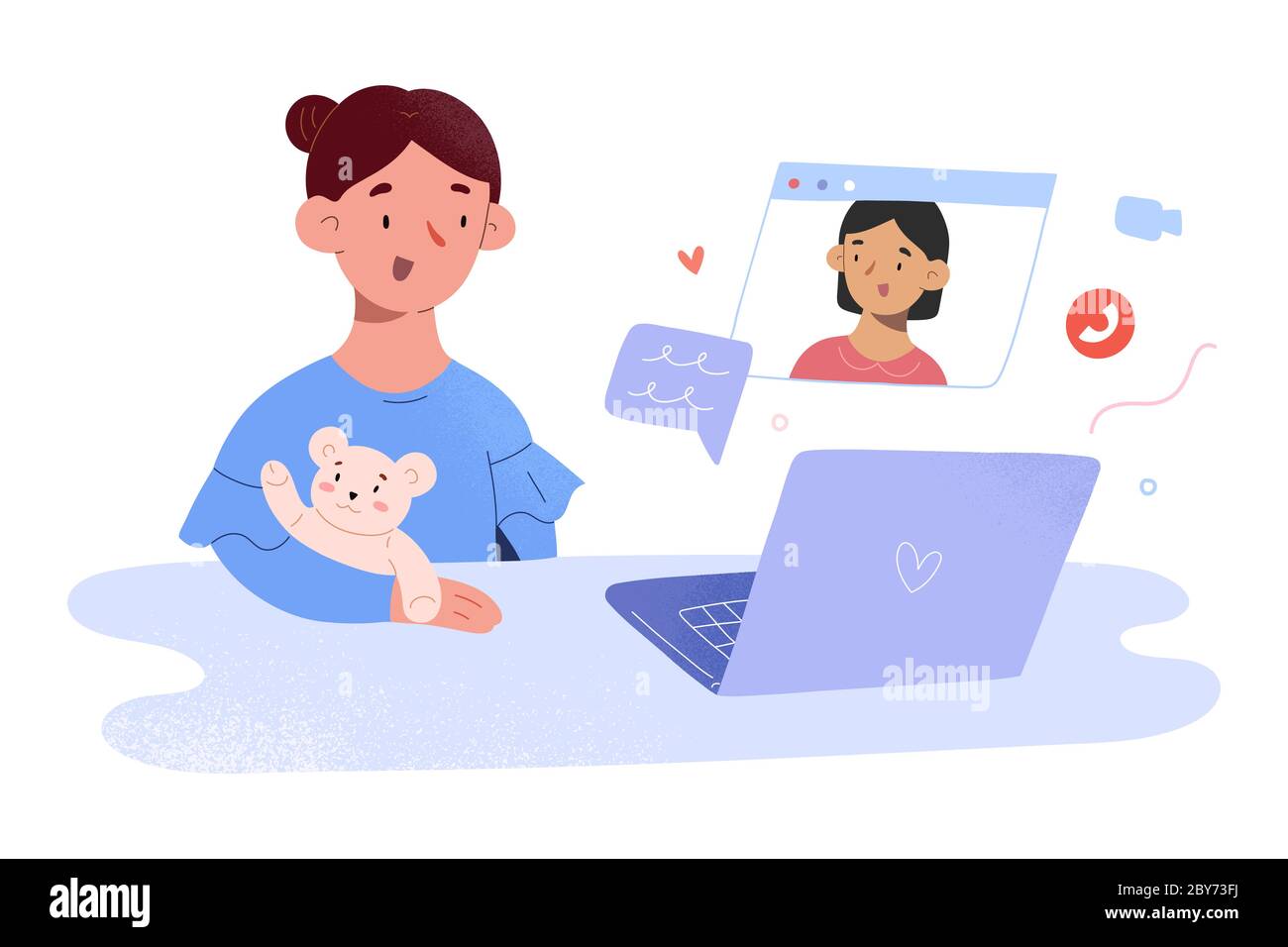 Children video call, small girls communicating via video chat during  isolation and quarantine, video conference for kids, cute baby cartoon  characters Stock Vector Image & Art - Alamy