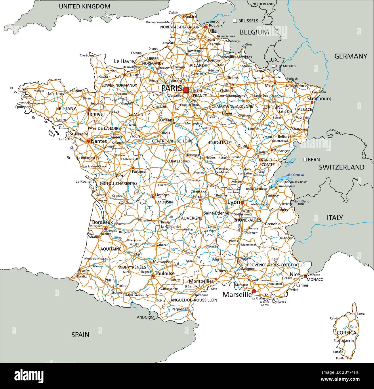 Detailed Road Map Of France