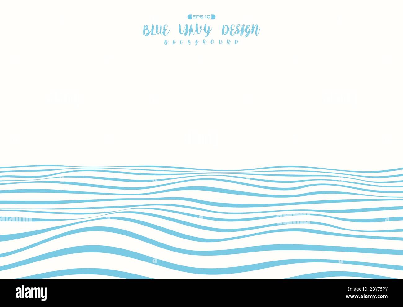 Abstract blue wavy design of ocean pattern artwork background. Decorate ...