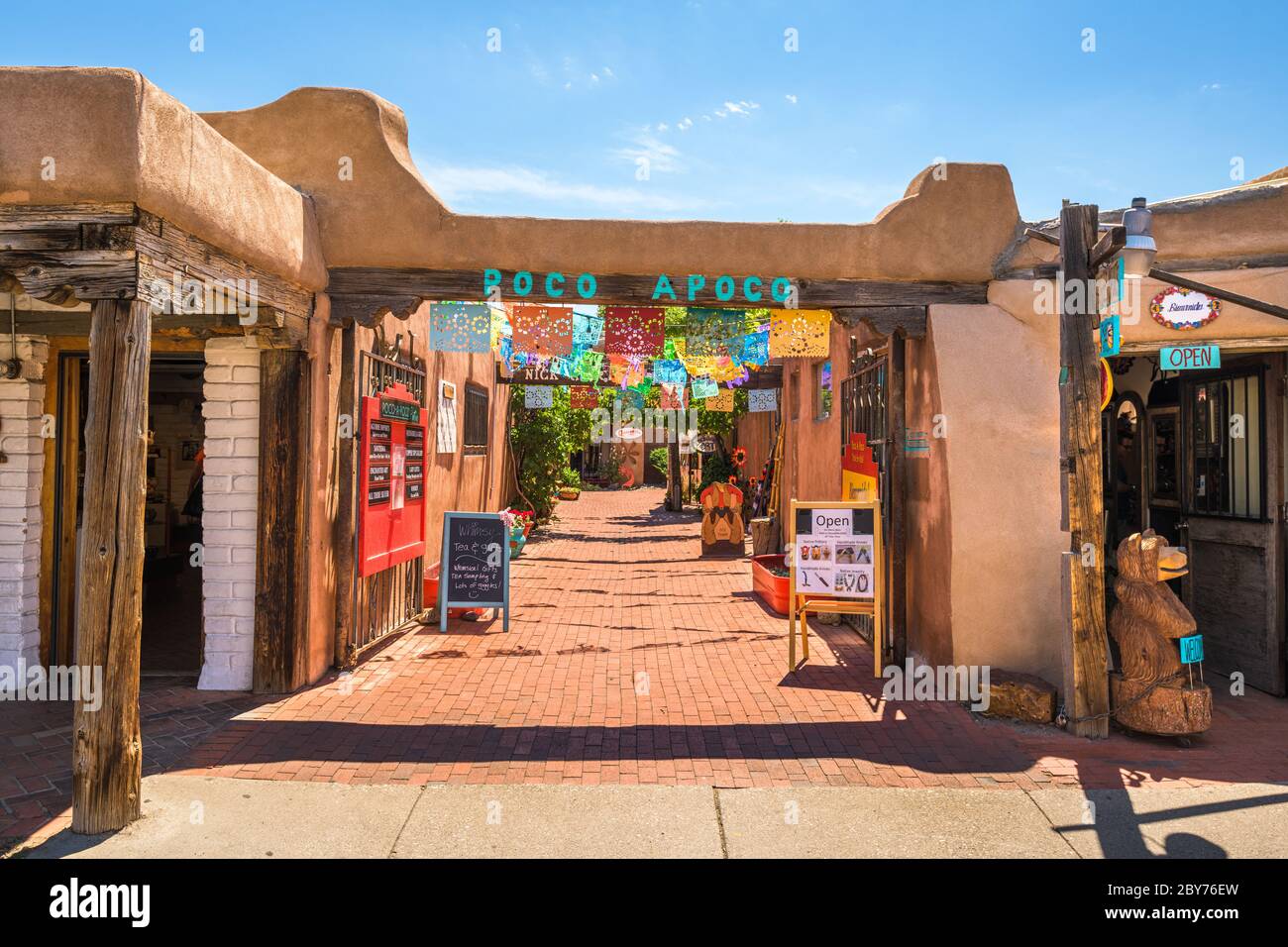 ALBUQUERQUE, NEW MEXICO - JUNE 29, 2019: Old Town shops and restaurants in historic Albuquerque. Stock Photo
