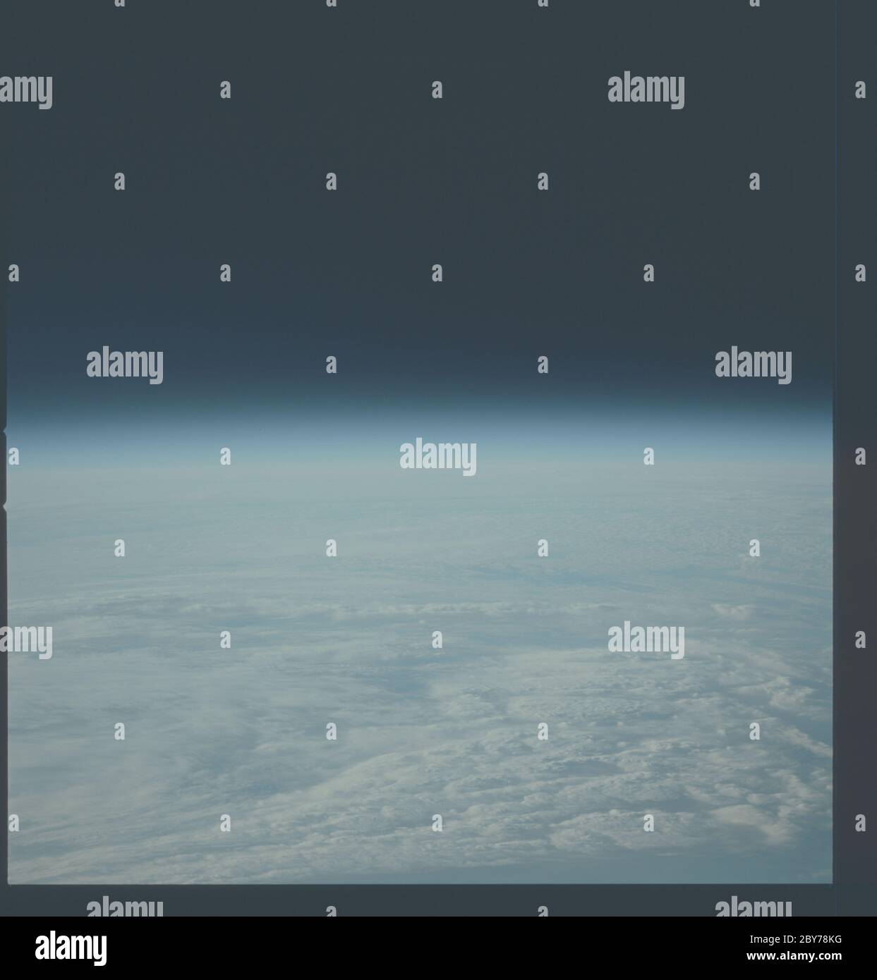 AST-01-021 - Apollo Soyuz Test Project - Apollo Soyuz Test Project, Earth limb; Scope and content:  The original database describes this as: Description: Apollo Soyuz Test Project (ASTP), View of Earth limb with clouds, looking South from 150 degrees East. Image taken on Revolution 17, Greenwich Mean Time (GMT) Time of Photo 197:21:57, Ground Elapsed Time (GET) 26:07, Altitude 189 km. Original Film Magazine: CX-06,Laboratory Roll 1; Camera Data: Hasselbald Reflex,70-mm,Model 500EL,NASA Modified;  Film Data: 70-mm Ektachrome,MS,Type QX-807,ASA=64, 50mm Lens. Subject Terms: Apollo Soyuz Test Pro Stock Photo